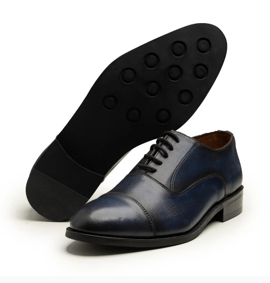 Navy Leather Cap Toe Oxford Shoe view