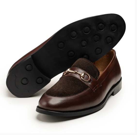 Brown Horsebit Loafer with Suede Vamp view