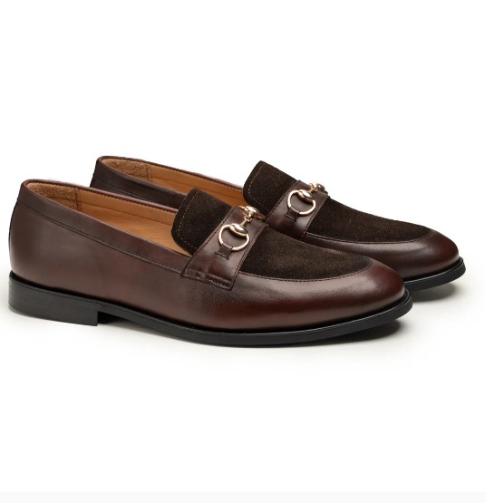 Brown Horsebit Loafer with Suede Vamp view